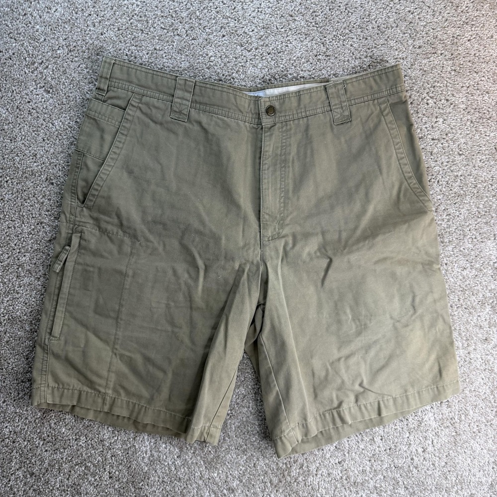 Columbia Cargo Shorts Mens 36 Green Cotton Canvas Lined Outdoor Casual Summer